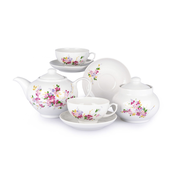 Сервиз чайный 14 предм. Дачный Багульник (фарфор) 