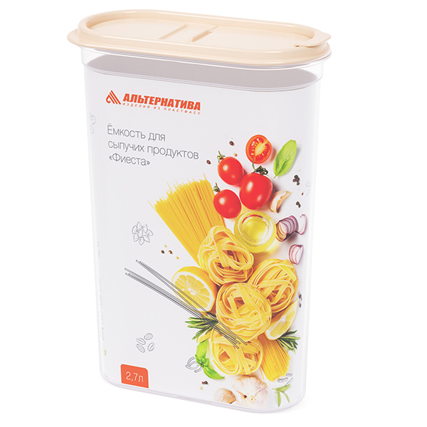 Емкость для сыпучих продуктов "Фиеста" (с клапаном) (1,2л) (бежевый) (то)