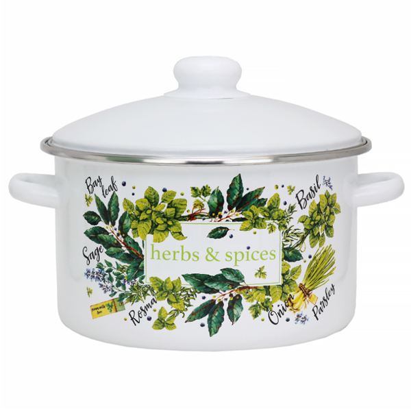Кастрюля эмал цил Травы и специи 2,0л мет/об