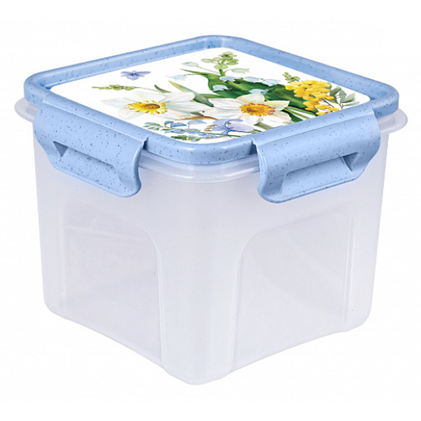 Контейнер для СВЧ 0,9л "Весенний сад" квадратный
