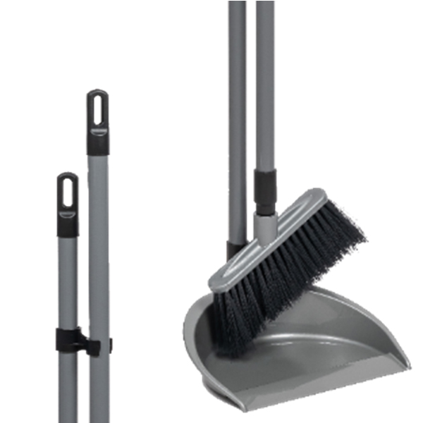 Набор для уборки "Эталон", совок овальный и щетка (серый металлик)