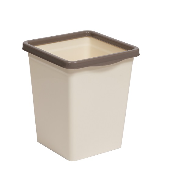 Ведро для мусора с фиксатором 8,5л квадратное (слон.кость/шоколад) (то)