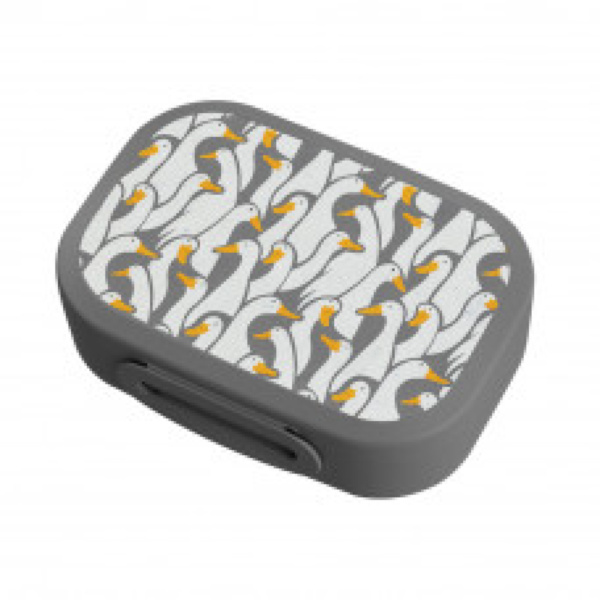 Ланч-бокс с декором 0,98л "ГУСИ" (Серый)(то)