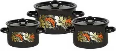 Набор №33 кастрюль цилиндр. РЯБИНА 1,5/3л/4,5