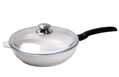 Сковорода 260/60мм со съемной ручкой,со стеклянной крышкой,,АП(светлое),линия "Традиция"