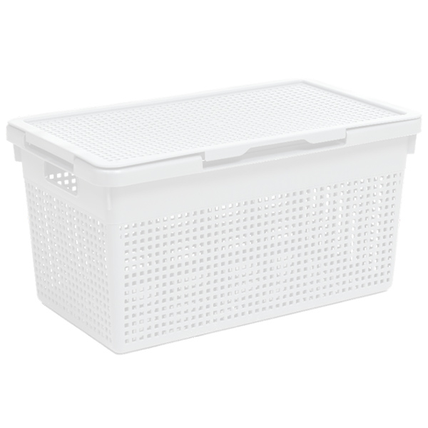 Корзина "Лофт" 21л с крышкой (белый) (то)