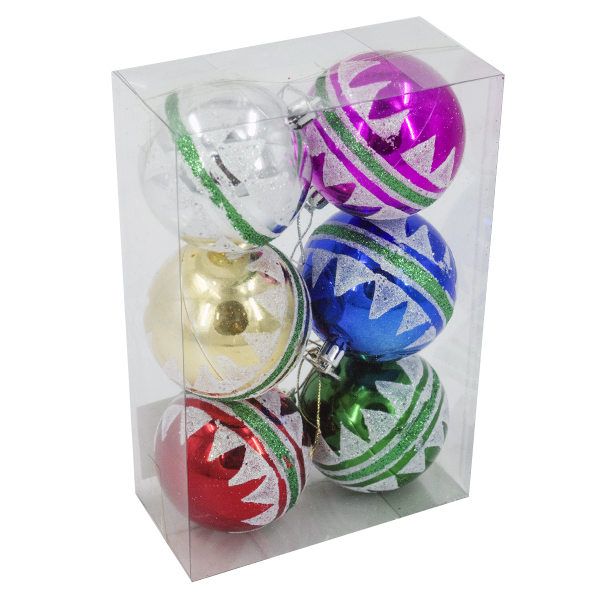 Шары елочные 7см, 6шт 