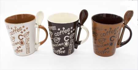 Кружка 350мл с ложкой в коробочке 2сорт