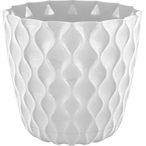 Горшок для цветов Wave D175мм с дренажной сеткой 2,5л белоснежный жасмин