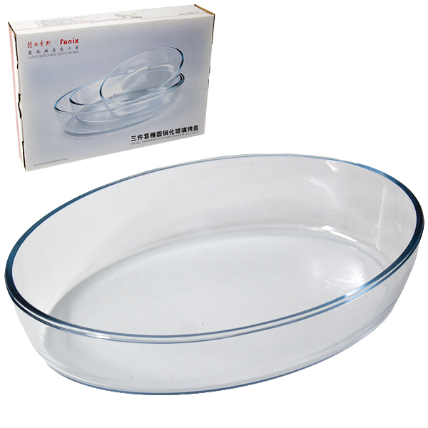 Форма для запекания стеклянная овальная, набор 3шт ( 35*23см/30*20см/25*17см )