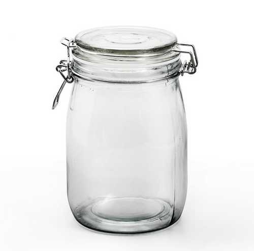 Банка стеклянная ЦИЛИНДР с металлической защелкой Н-17см