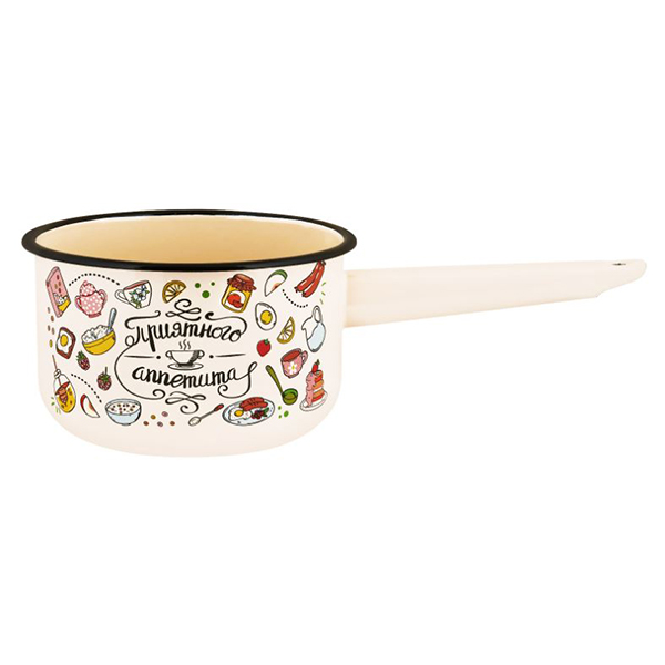 Ковш эмал 1,5л цил без/кр Приятного аппетита ТМ Appetite