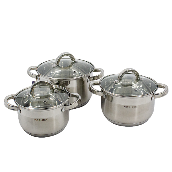 Кастрюли набор 3шт (1,9л/2,7л/3,6л) нерж сталь