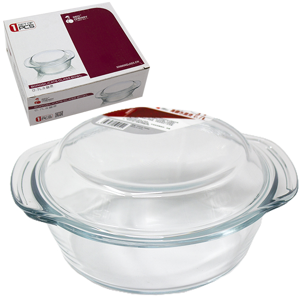 Кастрюля стеклянная с крышкой 0,7л Ø-19см h-8см