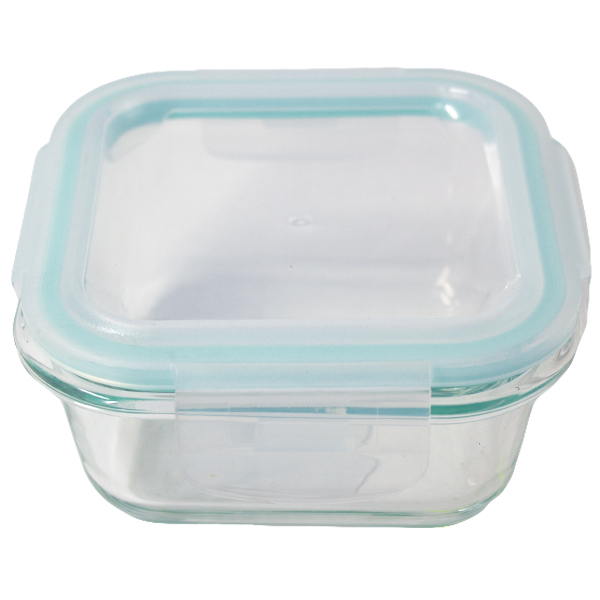 Контейнер стеклянный квадратный 520мл с пластиковой крышкой