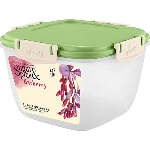 Контейнер д/продуктов Barberry 1,35л герм.квадр. фисташка (то)