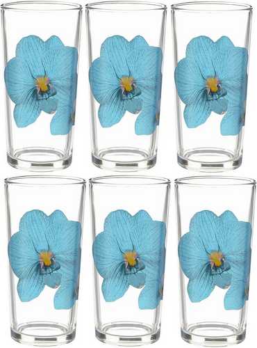 Стакан "Орхидея синяя"серия "Ода"230 мл (высокий). Набор из 6 шт.