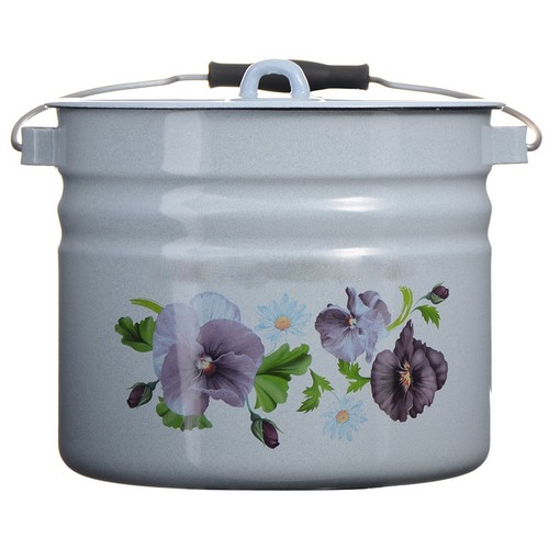 Ведро эмал. 9л с крышкой с рисунком (эмаль)