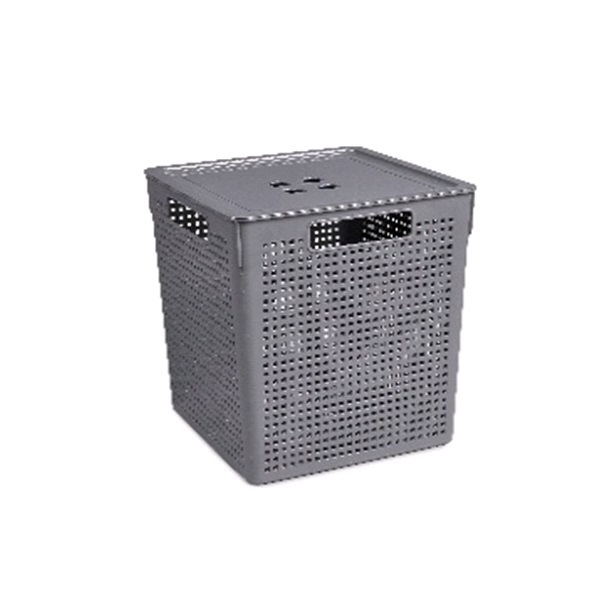 Коробка "Лофт" 23л с крышкой квадр.(серый)  (то)
