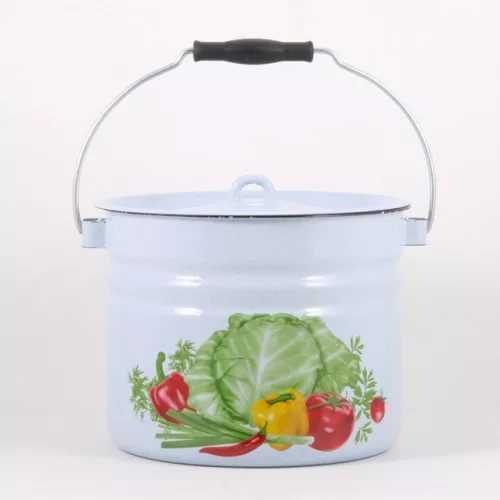 Ведро эмал. 9л с крышкой с рисунком (эмаль)