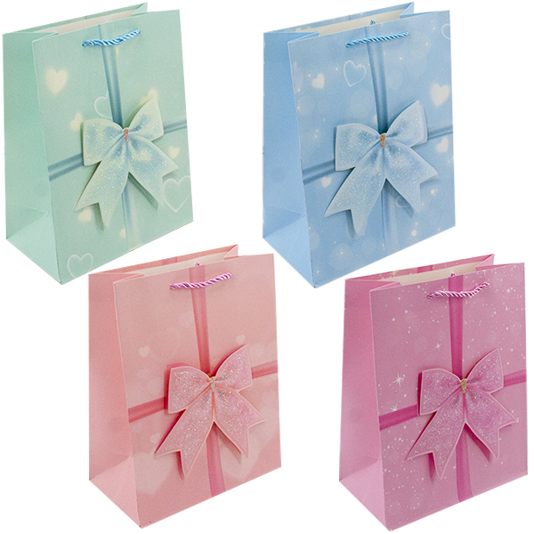 Пакет подарочный бумажный БАНТ 3D 18*10*23см