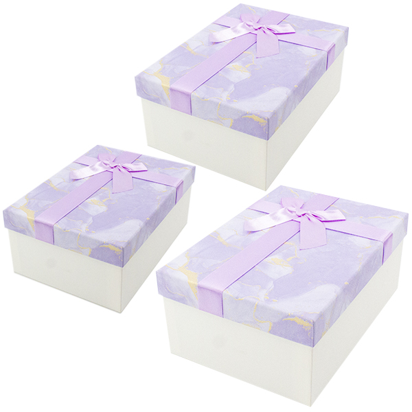 Коробка подарочная фиолет набор 3шт (17*12*6см/19*13*7см/22*15*9см)