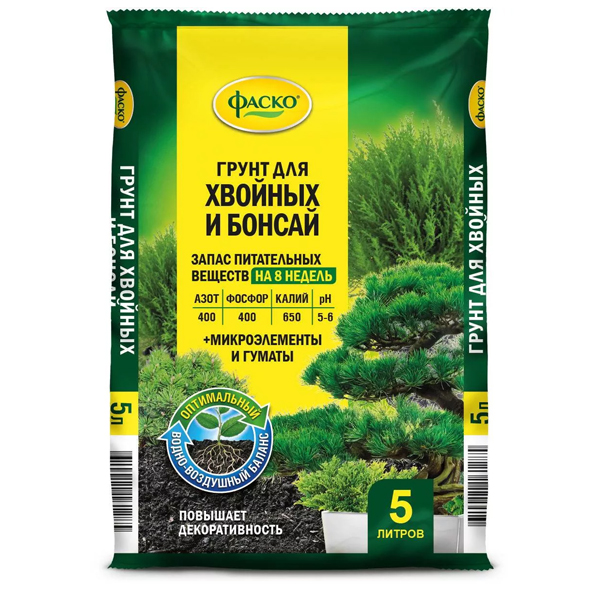 Грунт для хвойных и бонсай Фаско Цветочное счастье 5л