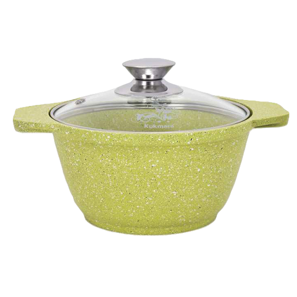 Кастрюля а/пр литая 1,0л стекл/кр Trendy style lime ТМ KUKMARA