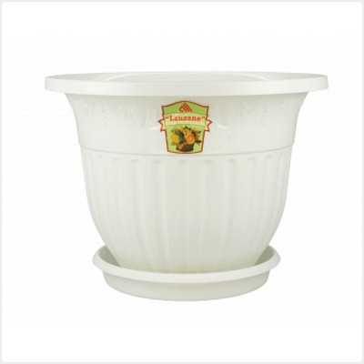 Горшок-кашпо "Лозанна" 3л с поддоном (белый)(то)