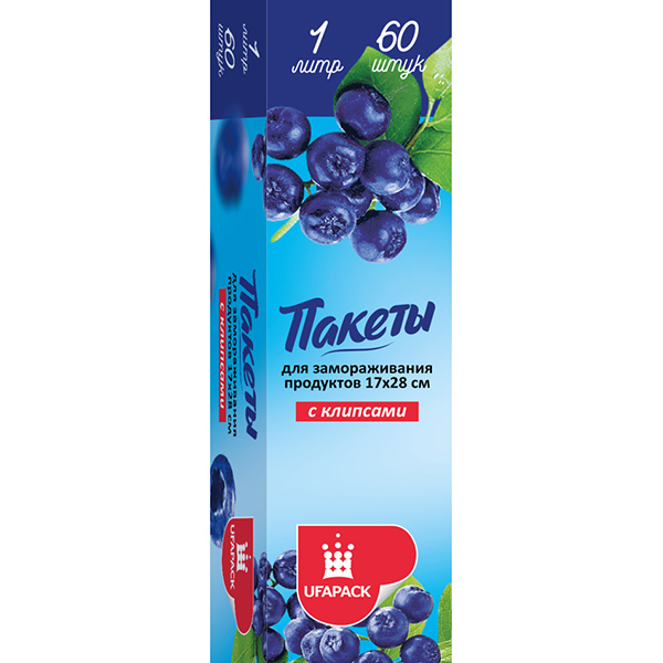 Пакеты д/ЗАМОРАЖИВАНИЯ в коробке "Уфа ПАК"  1 литр 17*28  60шт/рул. (24)