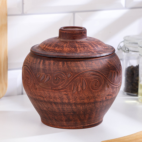 Горшок для жаркого №2 (Вьюнок) 0,7 л. ; высота - 14см, ширина - 13см, 