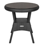 Стол круглый со стеклом RATTAN Ola Dom 700х700х720мм (антрацит)
