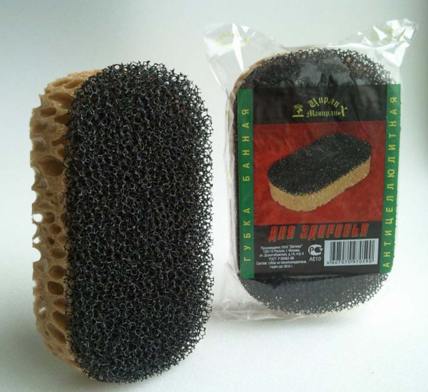 Губка массажная "ДЛЯ ЗДОРОВЬЯ" с антицелюлитным слоем