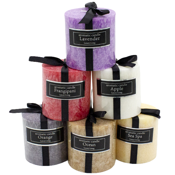 Свеча декоративная цветная Ø-7см h-7см