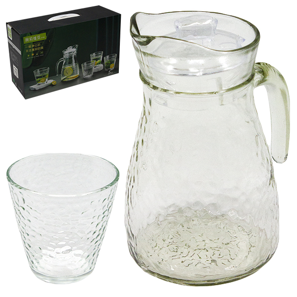 Кувшин с крышкой 1,0л + стаканы 4шт 240мл (стекло)