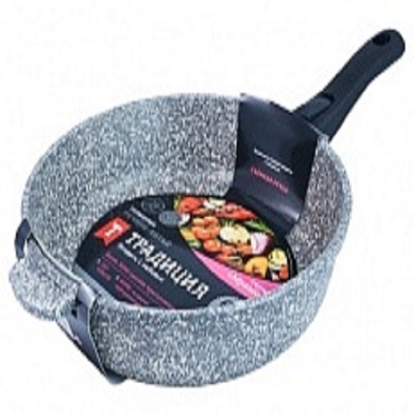 Сковорода а/пр литая 28см съемн/руч Мрамор ТМ Традиция