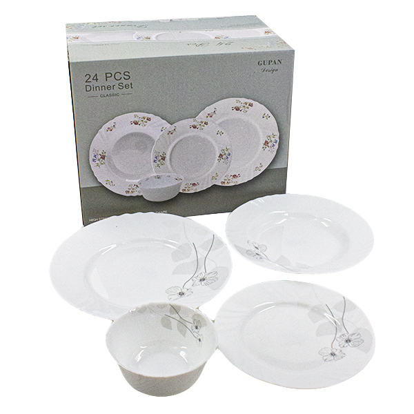 Тарелки из стеклокерамики 24шт (суповая d23см-6шт / обеденные d20 и 25см-по 6шт / салатник 12см-6шт)