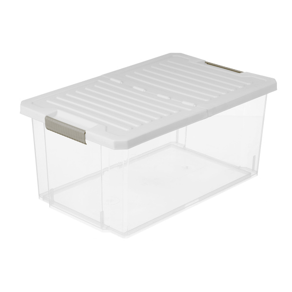 Ящик для хранения "Rambai" 12л, 402х250х185мм с откидной крышкой (светло-серый)