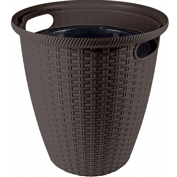 Кашпо напольное Rattan D470мм/50л с внутренним горшком 27л французский платан (то)