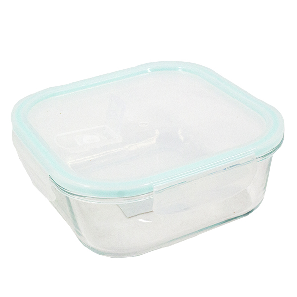 Контейнер стеклянный квадратный 800мл с пластиковой крышкой