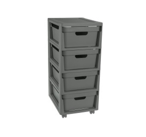 Комод "LUXE" 4 ящика (на колесиках) 300х385х690мм.(серый)(то)