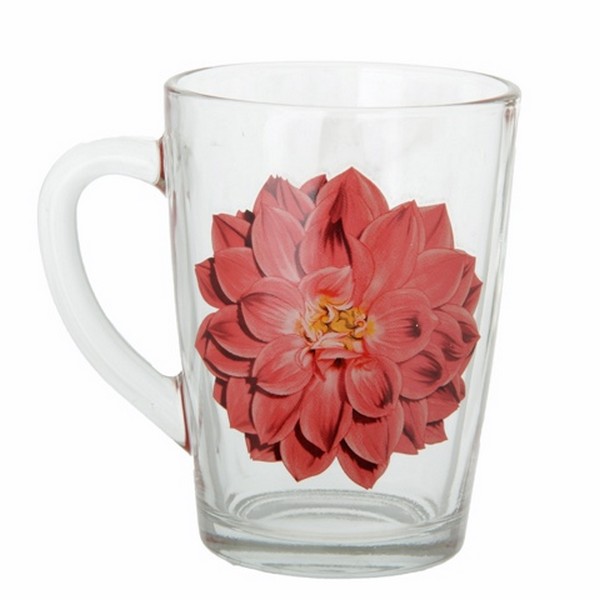 Кружка  300 мл "Капучино"  Георгин красный