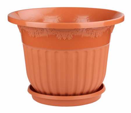 Горшок-кашпо "Лозанна" 25л с поддоном (коричневый)(то)