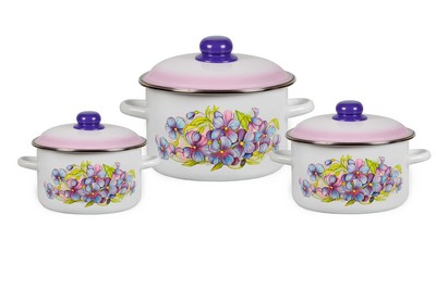 Кастрюля  5,5л цилиндр. Фиалка глуб.