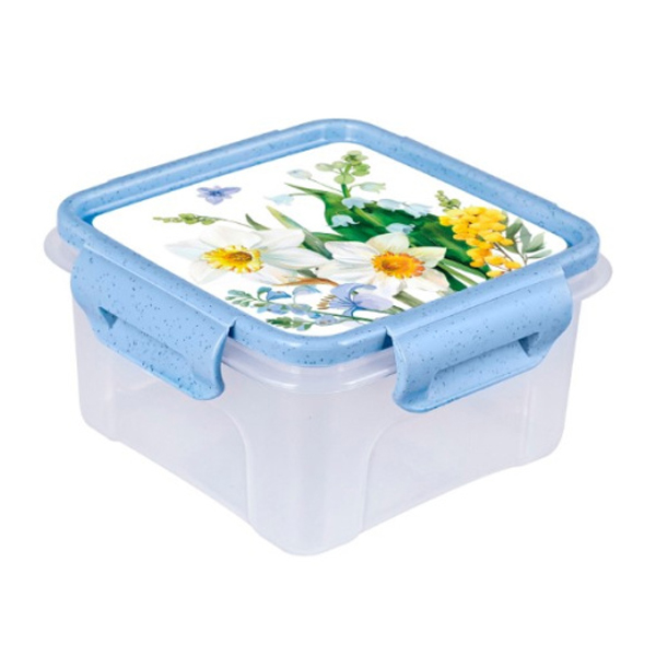 Контейнер для СВЧ 0,6л "Весенний сад" квадратный