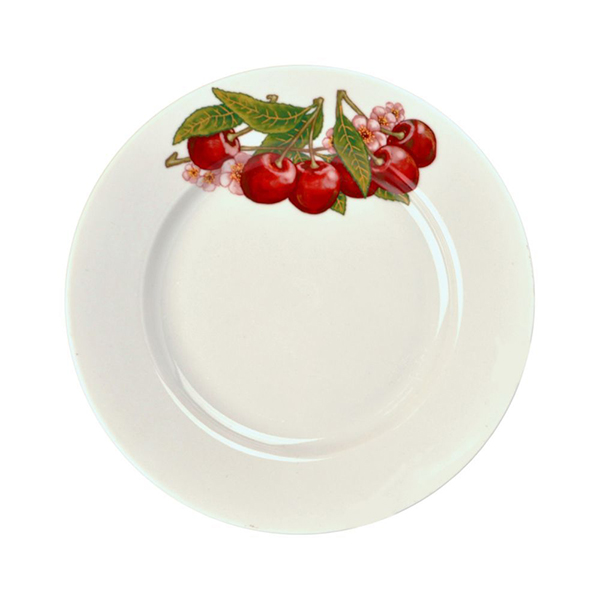 Тарелка мелкая диам. 240 мм Гладкий край Вишня (фарфор)