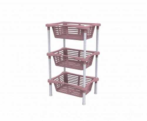 Этажерка с корзинками  Krita 3-х секц (коралл) (то)