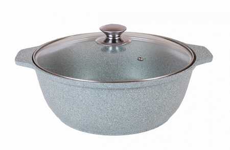 Кастрюля-жаровня 4л со стеклянной крышкой АП (фисташковый мрамор)