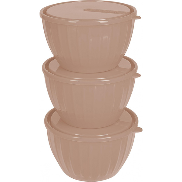 Набор салатников Vanilla с крышками (3х0,6л) латте (то)