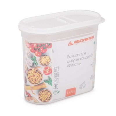 Емкость для сыпучих продуктов "Фиеста" (с клапаном) (1.65л)(микс) (то)